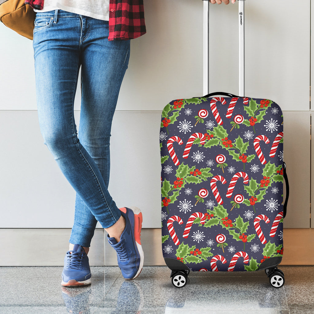 Christmas Berry And Candy Pattern Print Luggage Cover