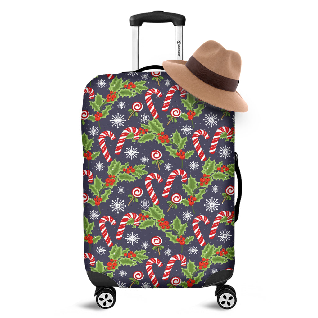 Christmas Berry And Candy Pattern Print Luggage Cover