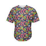 Christmas Berry And Candy Pattern Print Men's Baseball Jersey