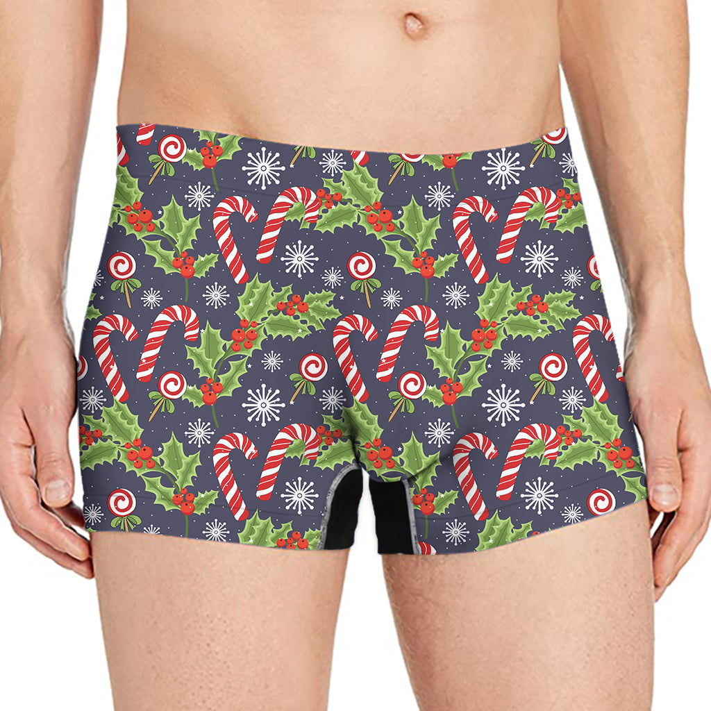 Christmas Berry And Candy Pattern Print Men's Boxer Briefs