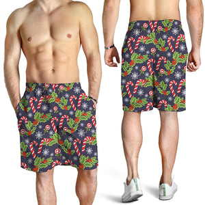 Christmas Berry And Candy Pattern Print Men's Shorts