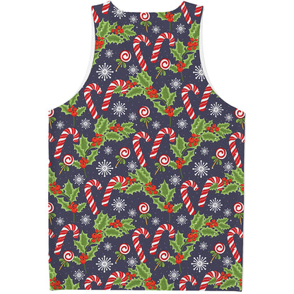 Christmas Berry And Candy Pattern Print Men's Tank Top
