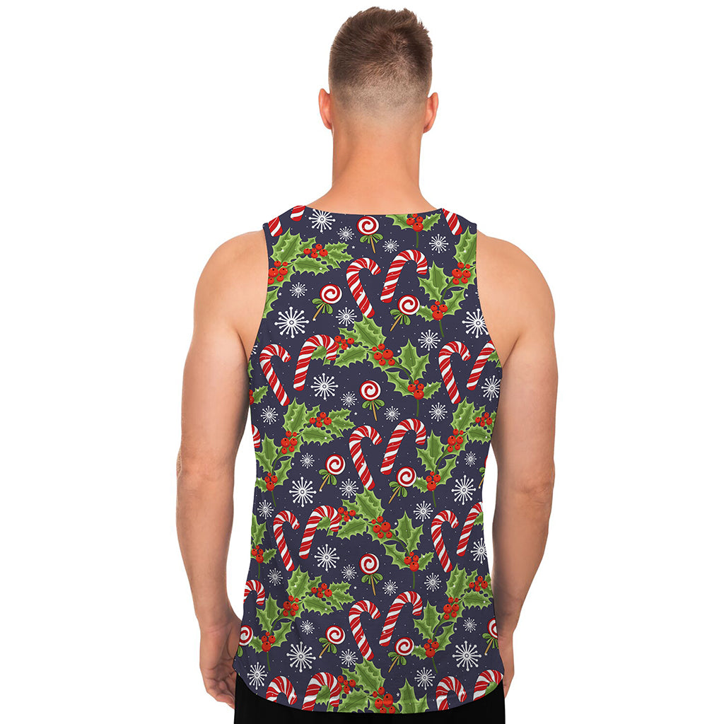 Christmas Berry And Candy Pattern Print Men's Tank Top