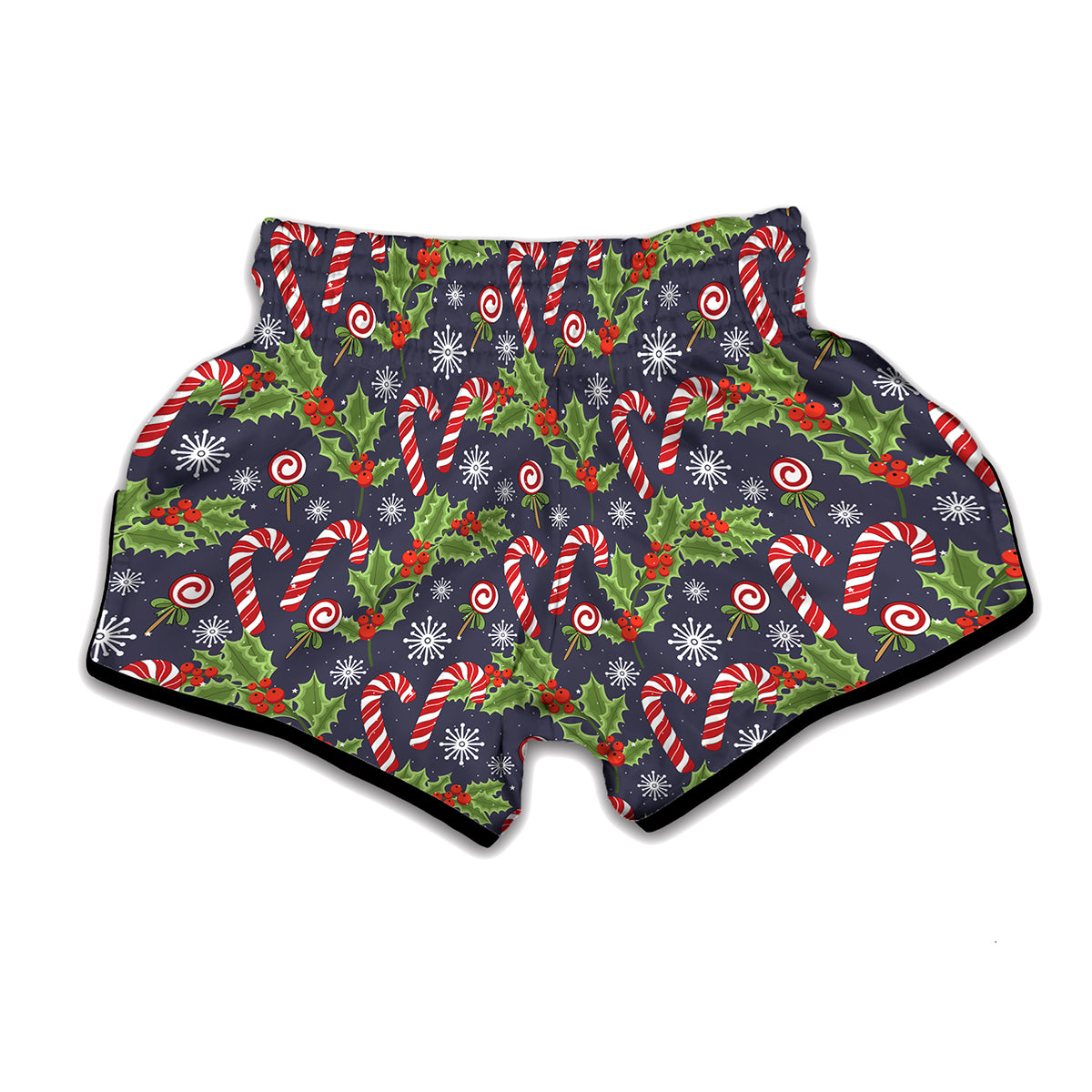 Christmas Berry And Candy Pattern Print Muay Thai Boxing Shorts