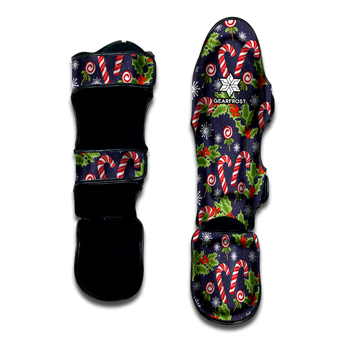 Christmas Berry And Candy Pattern Print Muay Thai Shin Guard