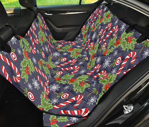 Christmas Berry And Candy Pattern Print Pet Car Back Seat Cover