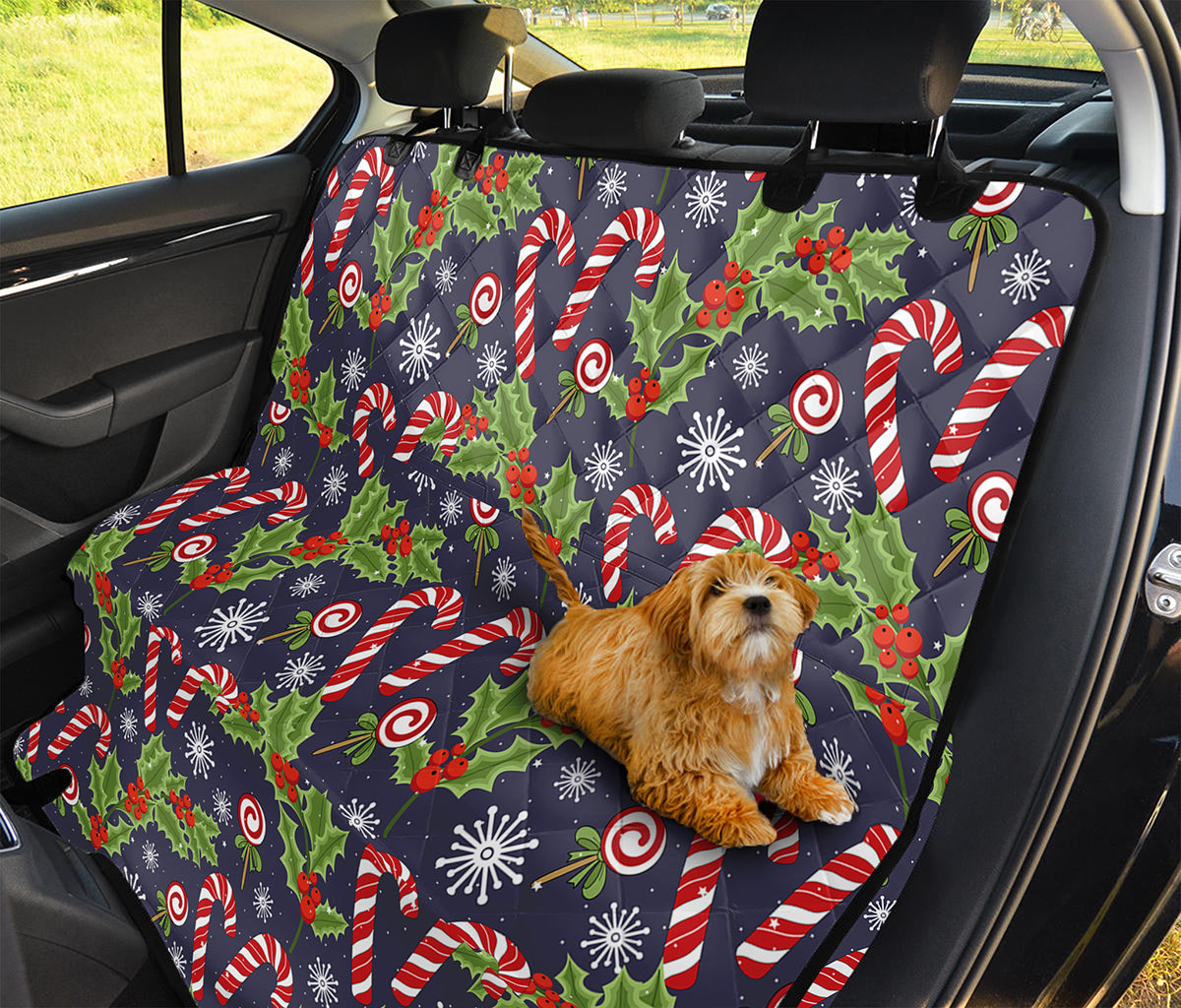 Christmas Berry And Candy Pattern Print Pet Car Back Seat Cover