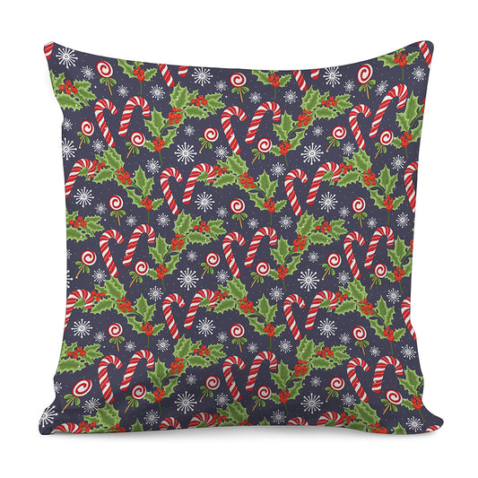 Christmas Berry And Candy Pattern Print Pillow Cover