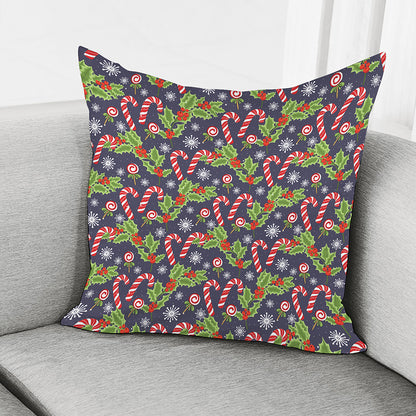Christmas Berry And Candy Pattern Print Pillow Cover