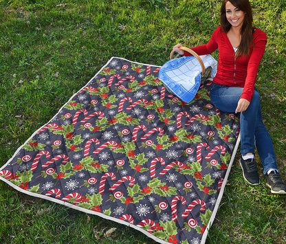 Christmas Berry And Candy Pattern Print Quilt