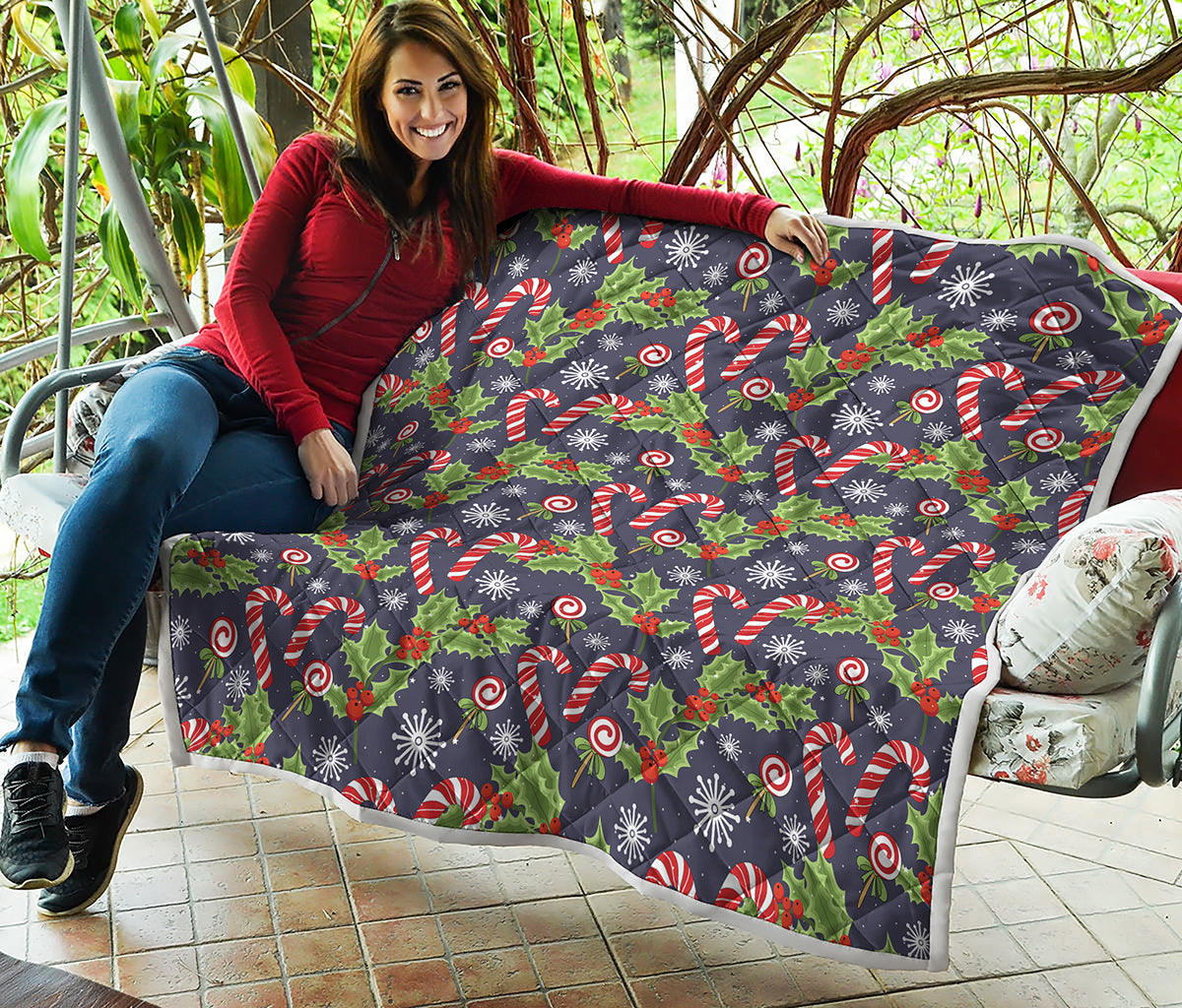Christmas Berry And Candy Pattern Print Quilt