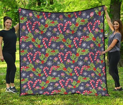 Christmas Berry And Candy Pattern Print Quilt