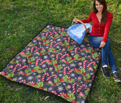 Christmas Berry And Candy Pattern Print Quilt