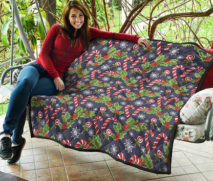 Christmas Berry And Candy Pattern Print Quilt