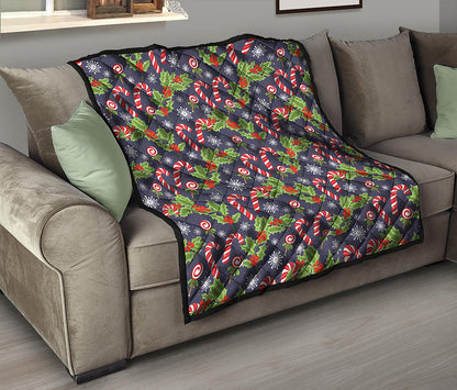 Christmas Berry And Candy Pattern Print Quilt