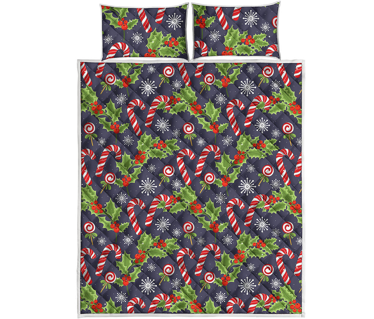 Christmas Berry And Candy Pattern Print Quilt Bed Set