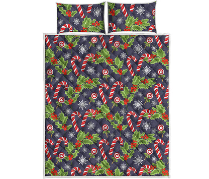 Christmas Berry And Candy Pattern Print Quilt Bed Set