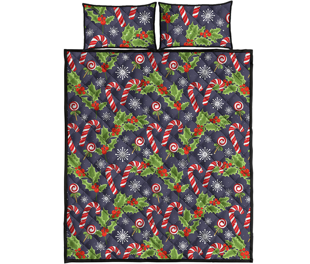 Christmas Berry And Candy Pattern Print Quilt Bed Set