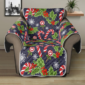 Christmas Berry And Candy Pattern Print Recliner Protector