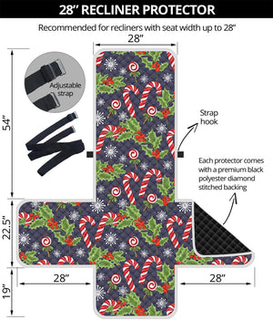 Christmas Berry And Candy Pattern Print Recliner Protector