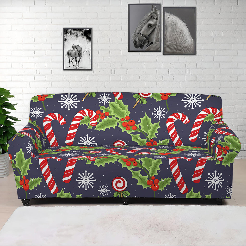 Christmas Berry And Candy Pattern Print Sofa Cover