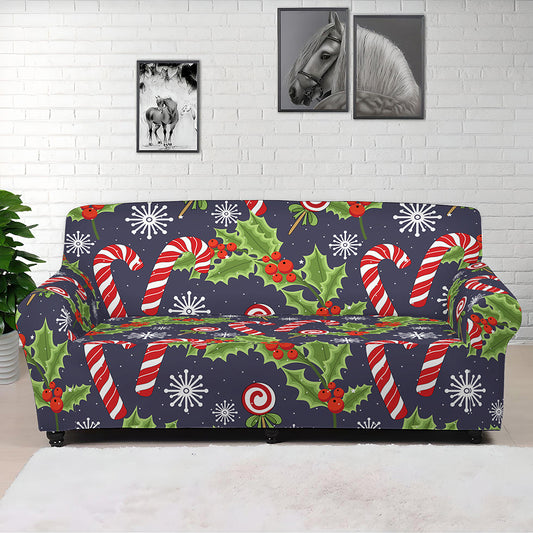 Christmas Berry And Candy Pattern Print Sofa Cover