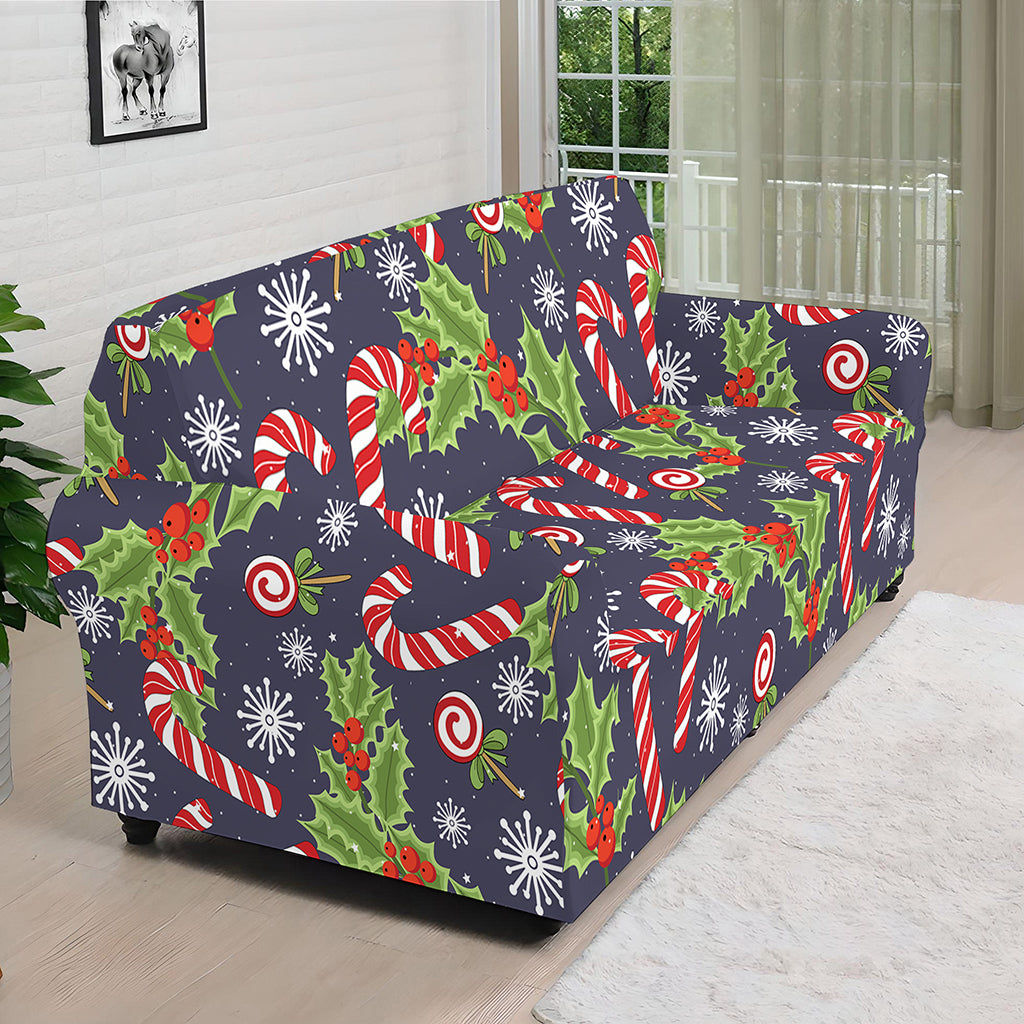 Christmas Berry And Candy Pattern Print Sofa Cover