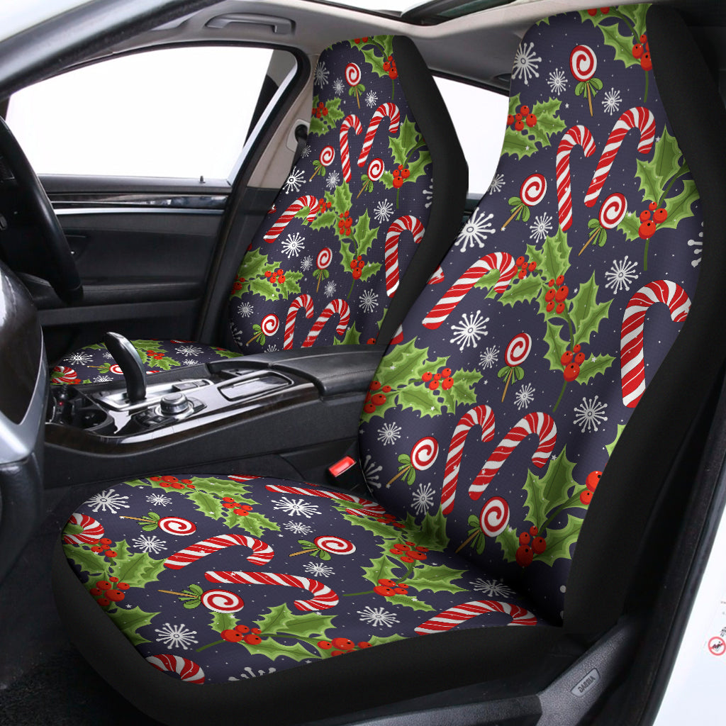 Christmas Berry And Candy Pattern Print Universal Fit Car Seat Covers