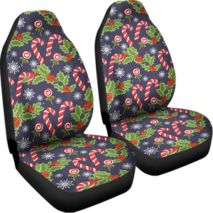 Christmas Berry And Candy Pattern Print Universal Fit Car Seat Covers