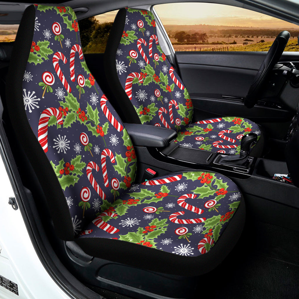 Christmas Berry And Candy Pattern Print Universal Fit Car Seat Covers