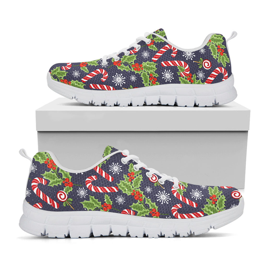 Christmas Berry And Candy Pattern Print White Sneakers