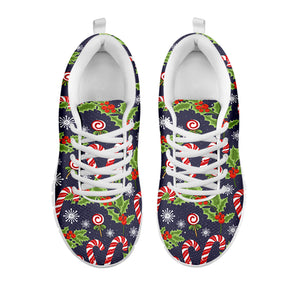 Christmas Berry And Candy Pattern Print White Sneakers