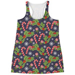 Christmas Berry And Candy Pattern Print Women's Racerback Tank Top