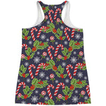 Christmas Berry And Candy Pattern Print Women's Racerback Tank Top