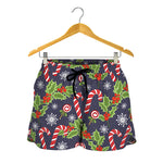 Christmas Berry And Candy Pattern Print Women's Shorts