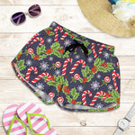 Christmas Berry And Candy Pattern Print Women's Shorts