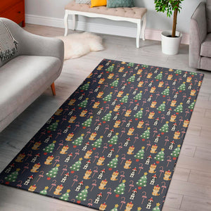 Christmas Boston Terrier And Corgi Print Area Rug