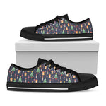 Christmas Boston Terrier And Corgi Print Black Low Top Shoes