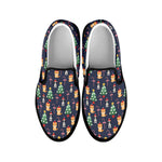 Christmas Boston Terrier And Corgi Print Black Slip On Shoes