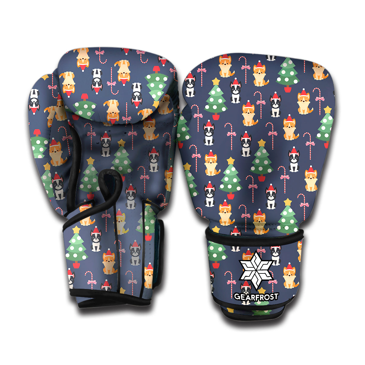 Christmas Boston Terrier And Corgi Print Boxing Gloves