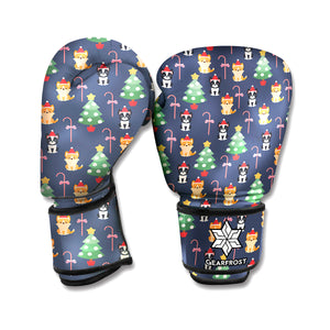 Christmas Boston Terrier And Corgi Print Boxing Gloves