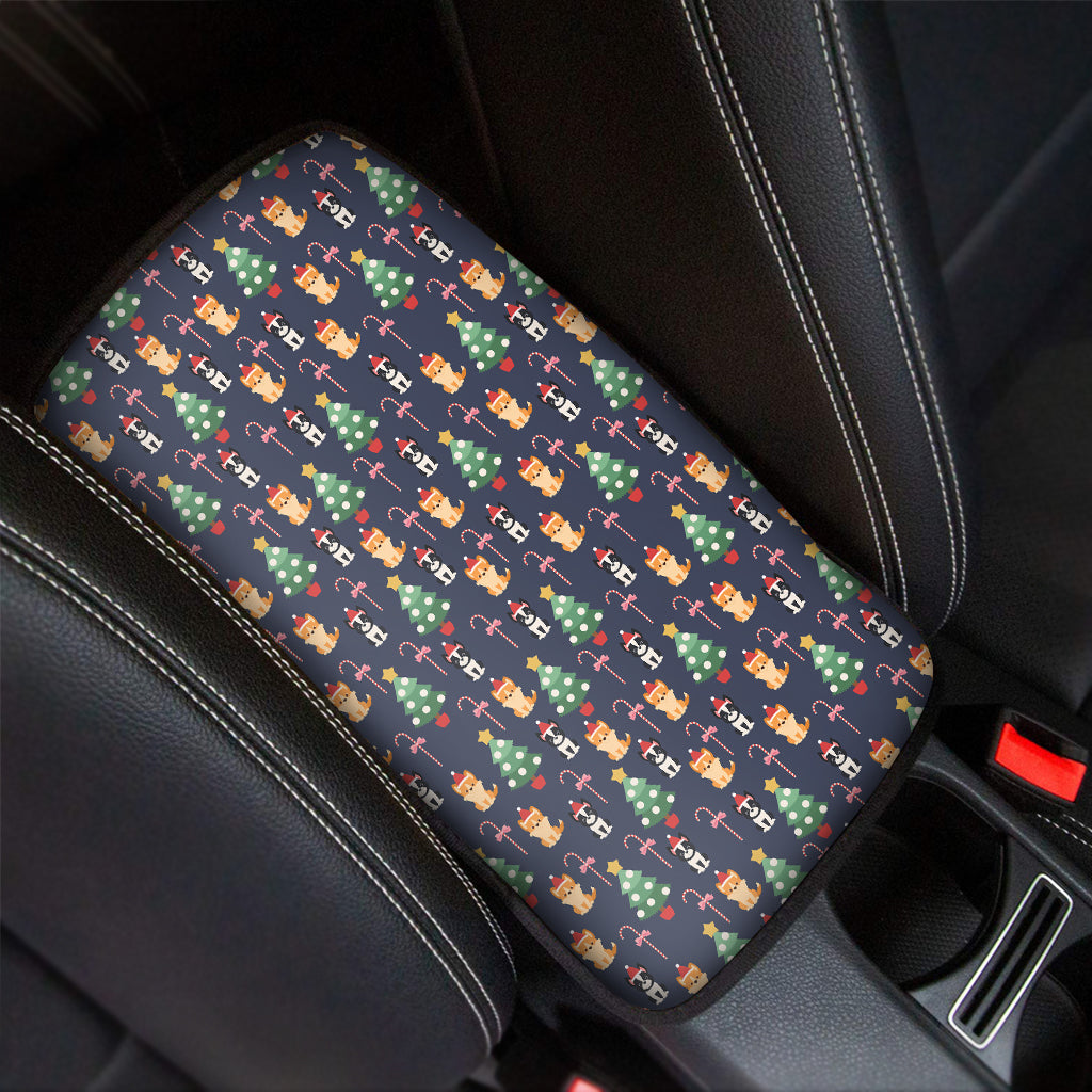 Christmas Boston Terrier And Corgi Print Car Center Console Cover