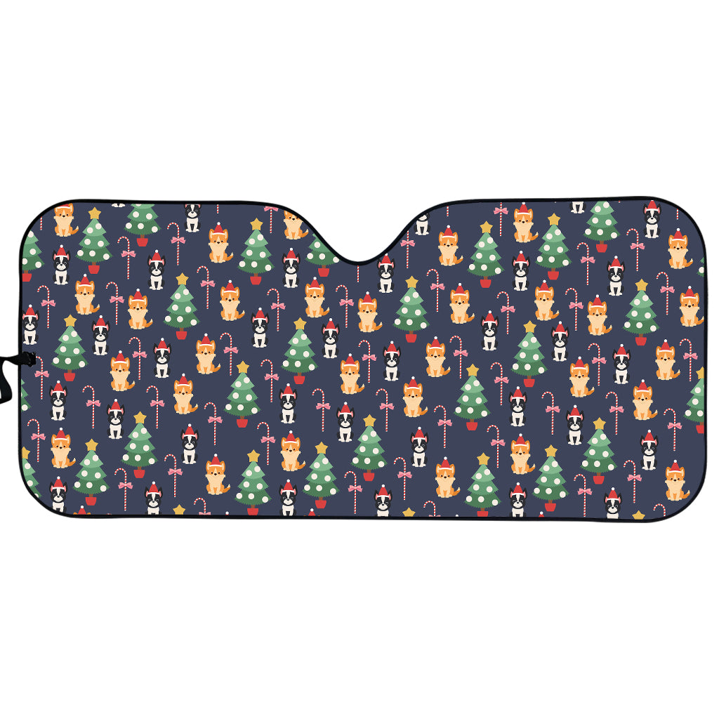 Christmas Boston Terrier And Corgi Print Car Sun Shade