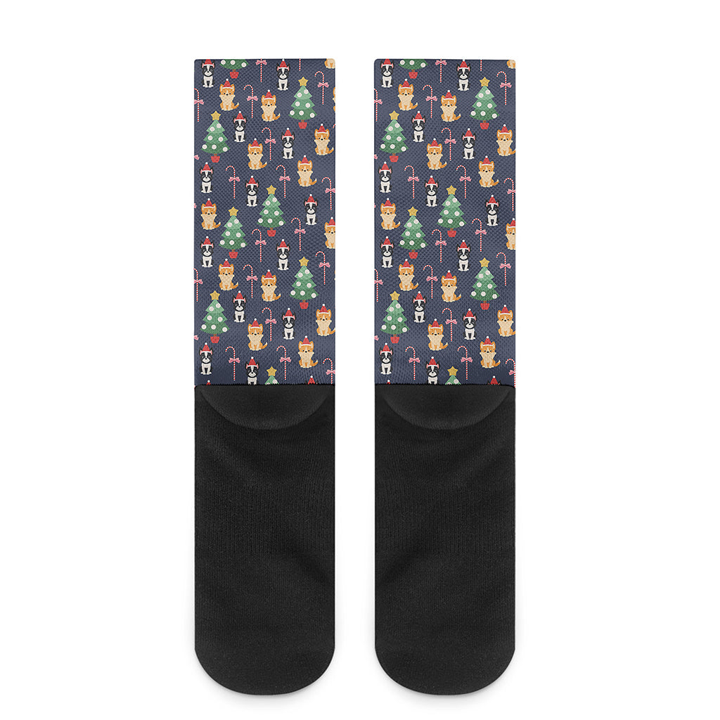 Christmas Boston Terrier And Corgi Print Crew Socks