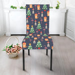 Christmas Boston Terrier And Corgi Print Dining Chair Slipcover