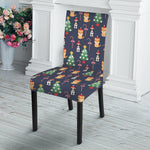 Christmas Boston Terrier And Corgi Print Dining Chair Slipcover