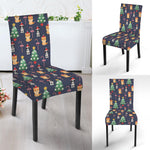 Christmas Boston Terrier And Corgi Print Dining Chair Slipcover