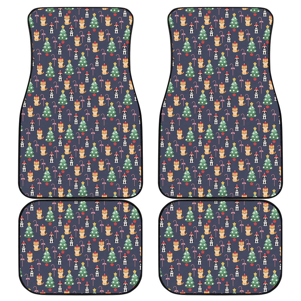 Christmas Boston Terrier And Corgi Print Front and Back Car Floor Mats