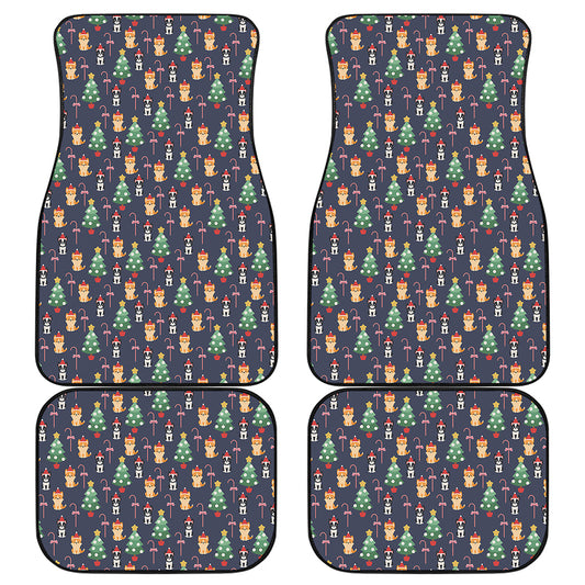 Christmas Boston Terrier And Corgi Print Front and Back Car Floor Mats