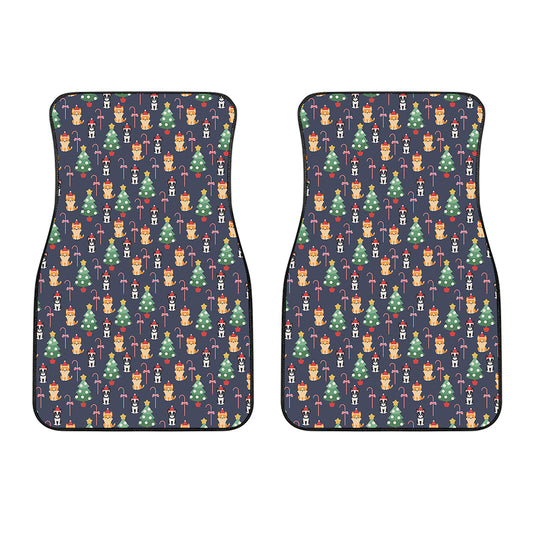 Christmas Boston Terrier And Corgi Print Front Car Floor Mats